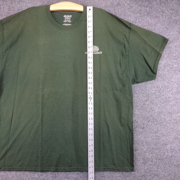 Gildan Mens Co-Alliance Logo T-Shirt Green 3XL Crew Neck Polycotton Dry Blend - Picture 12 of 14